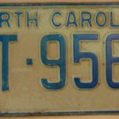 1972 North Carolina license plate VT 9566