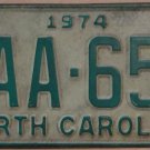 1974 North Carolina license plate EAA 656