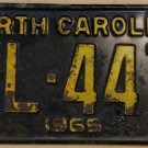 1965 North Carolina license plate KL 447