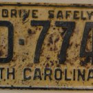 1958 North Carolina license plate CD 7741