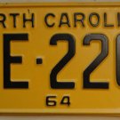 1964 North Carolina license plate TE 220