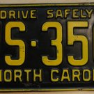1961 North Carolina license plate WS 356   Porsche