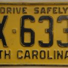 1960 North Carolina license plate ZX 6335