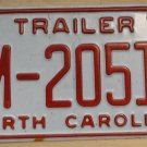 2021 North Carolina trailer license plate CM 20513