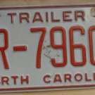 2009 North Carolina trailer license plate BR 79603