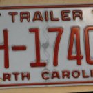 2019 North Carolina trailer license plate CH 17408