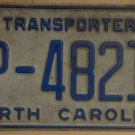 2008 North Carolina transporter license plate TP 48217