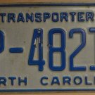 2008 North Carolina transporter license plate TP 48216