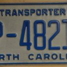 2008 North Carolina transporter license plate TP 48215