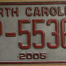 2005 North Carolina license plate TP 55363