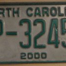 2000 North Carolina license plate TP 32456