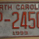 1999 North Carolina license plate TP 24501