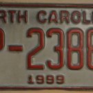 1999 North Carolina license plate TP 23883