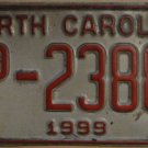 1999 North Carolina license plate TP 23882