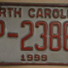 1999 North Carolina license plate TP 23881