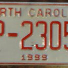1999 North Carolina license plate TP 23051