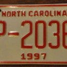 1997 North Carolina license plate TP 20363