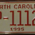 1995 North Carolina license plate TP 11121