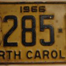 1966 North Carolina license plate 9285 K