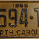 1966 North Carolina passenger truck license plate 6594 TL