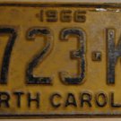 1966 North Carolina license plate 3723 KC