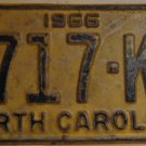1966 North Carolina license plate 3717 KC