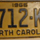 1966 North Carolina license plate 3712 KC