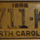1966 North Carolina license plate 3711 KC