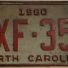 1980 North Carolina license plate TXF 358 with June 1984 sticker