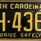1963 North Carolina license plate EH 4367