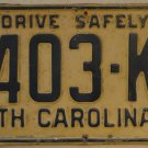 1958 North Carolina license plate 7403 KJ