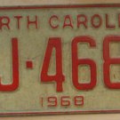 1968 North Carolina license plate DJ 4683
