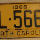 1966 North Carolina license plate DL 5669