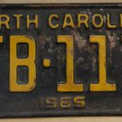 1965 North Carolina license plate FB 117