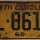 1964 North Carolina license plate CL 8610