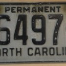 1970's North Carolina permanent license plate 56497 P   police