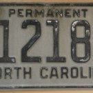 1970's North Carolina permanent license plate 41218 P   police