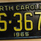 1965 North Carolina license plate US 3677  amateur repaint