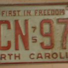 1975 North Carolina license plate CCN 970 with October 1981 sticker