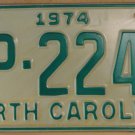 1974 North Carolina license plate TP 2240