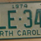 1974 North Carolina license plate HLE 344