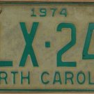 1974 North Carolina license plate DLX 240