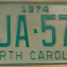 1974 North Carolina license plate AJA 578