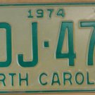 1974 North Carolina license plate ADJ 479