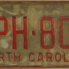 1973 North Carolina license plate CPH 806