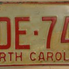 1973 North Carolina license plate ADE 741
