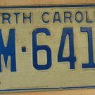 1972 North Carolina license plate VM 6416