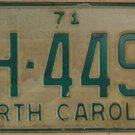 1971 North Carolina license plate HH 4492
