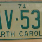 1971 North Carolina license plate AV 536