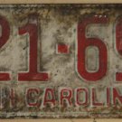 1951 North Carolina license plate 121 696